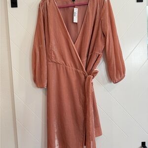 NWTJ Crew Pink Velvet Wrap Dress